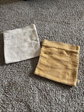 Free People Set of Two Linen Pouches in Mustard and Cream